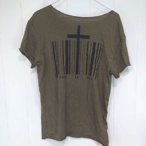 ❤️5/$25 Olive Graphic T-Shirt with Barcode Design